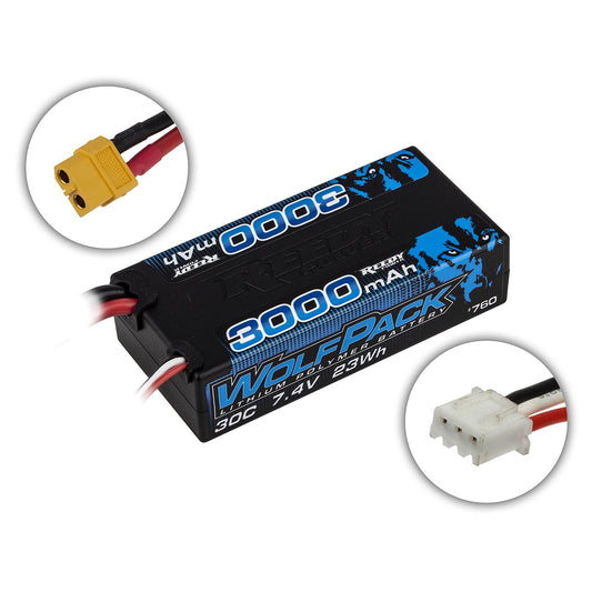 AE760 - Reedy Power WolfPack LiPo 3000mAh 30C 7.4V Shorty, XT60 Plug