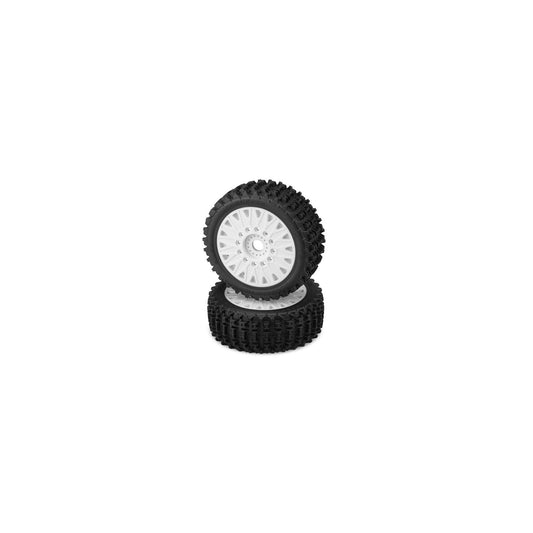 JCO3060-1097 - JConcepts Magma Tires Pre-mounted On Cheetah White Wheels - Yellow / Firm Compound - 2pc.