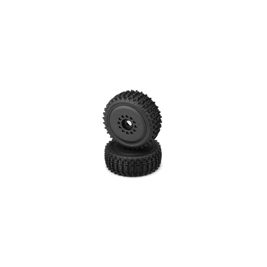 JCO3060-3097 - JConcepts Magma Tires Pre-mounted On Cheetah Black Wheels - Yellow / Firm Compound - 2pc.