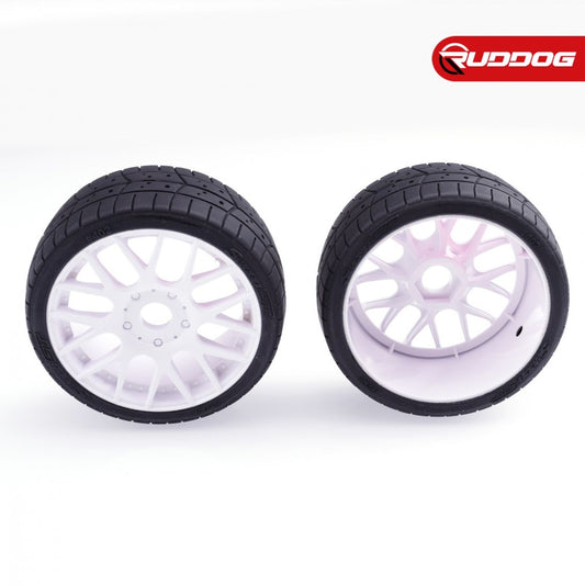SR-S40255EW16P - Sweep Racing 1:8 EXP GT racing treaded glued tires 55deg. w/ Belt (EVO16 white wheel) - 2pcs