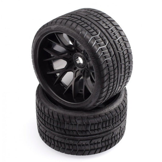 SR-SRC1001B - Sweep Racing Road Crusher Onroad Belted tire Black wheels 1/2 offset w/ WHD (146mm Diameter) - 2pcs