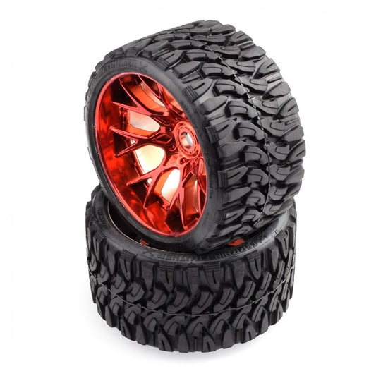 SR-SRC1002R - Sweep Racing Terrain Crusher Offroad Beltedtire Red wheels 1/2 offset w/ WHD - 2pcs