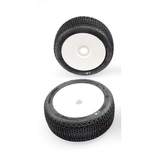 SR-SWPW-314YXP - Sweep Racing DEFENDER Yellow (Extreme soft) X Pre-glued set tires / white wheels - 4pcs