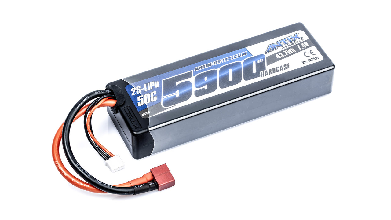430421U - ANTIX by LRP 5900 - 7.4V - 50C LiPo Car Hardcase - T-Plug