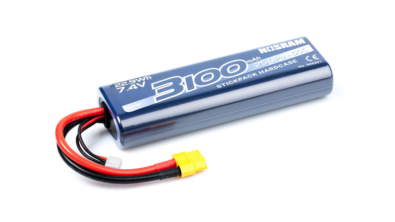 999301XT60 - NOSRAM 3100 - 7.4V - 50C LiPo Car Stickpack Hardcase - XT60-Plug