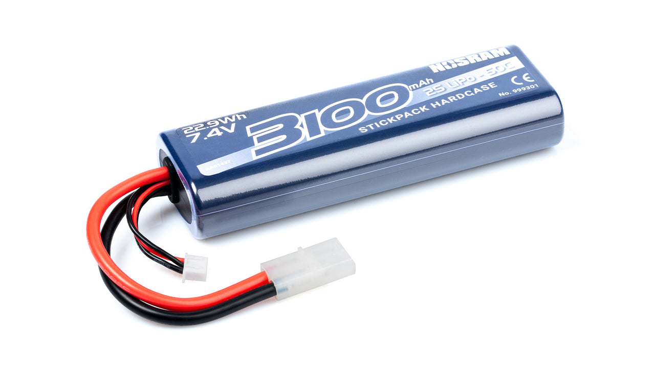 999301 - NOSRAM 3100 - 7.4V - 50C LiPo Car Stickpack Hardcase - Tamiya-Plug