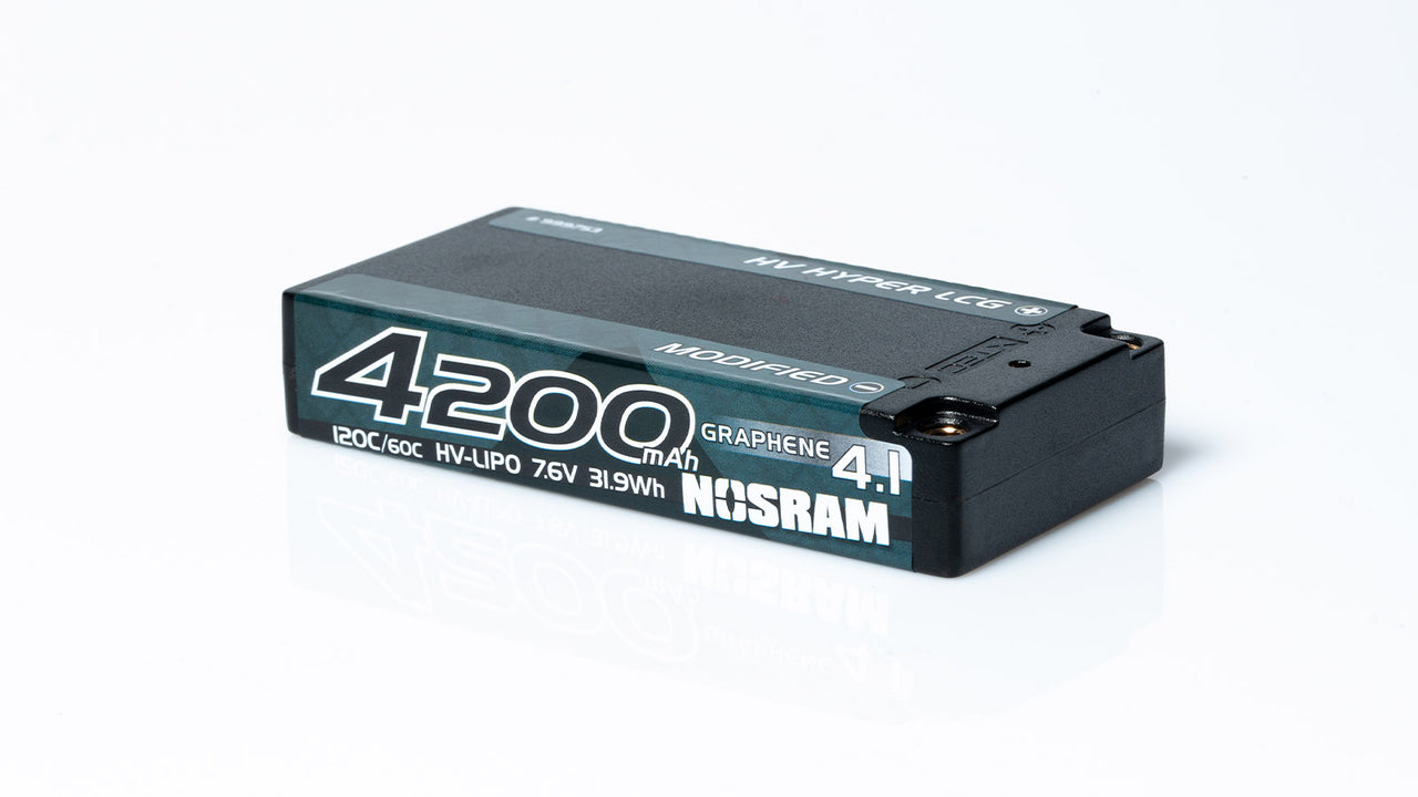 999753 - NOSRAM HV Hyper LCG Modified Shorty Graphene-4.1 4200mAh Hardcase - 7.6V LiPo - 120C/60C