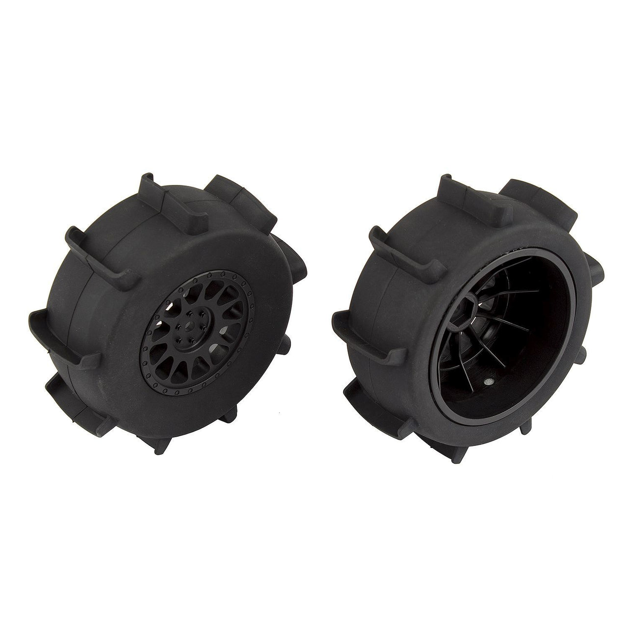 AE71062 - Team Associated Sand Paddle Tires and Method SC Wheels, mounted, black, rear