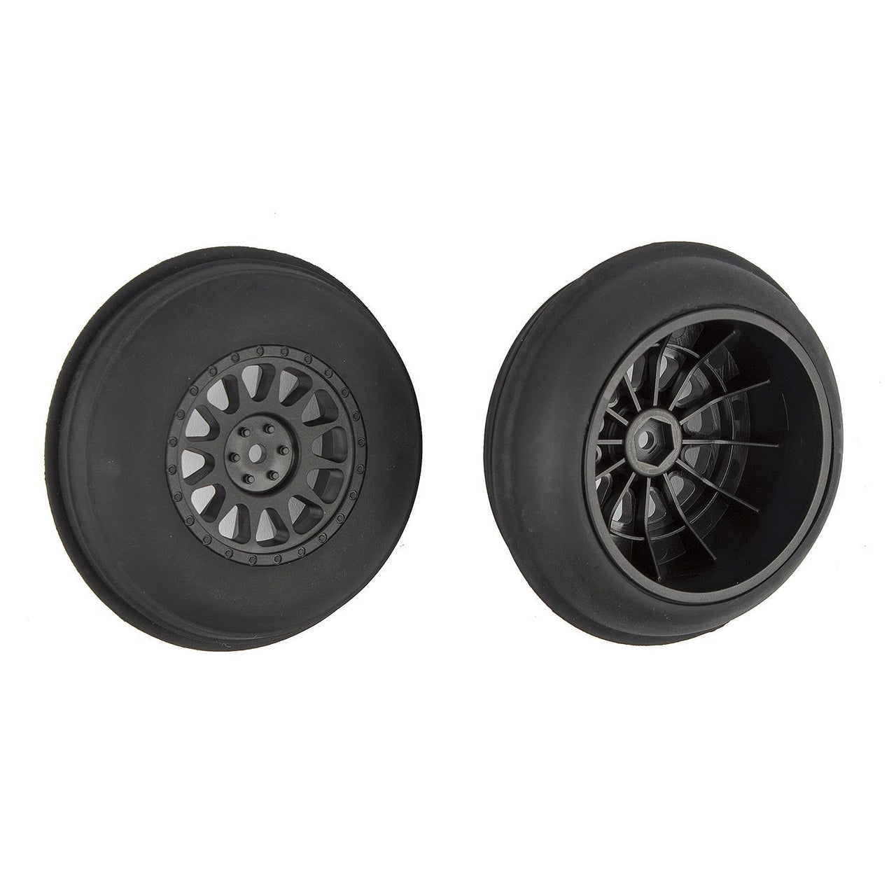 AE71063 - Team Associated Sand Ribbed Tires and Method SC Wheels, mounted, black, front
