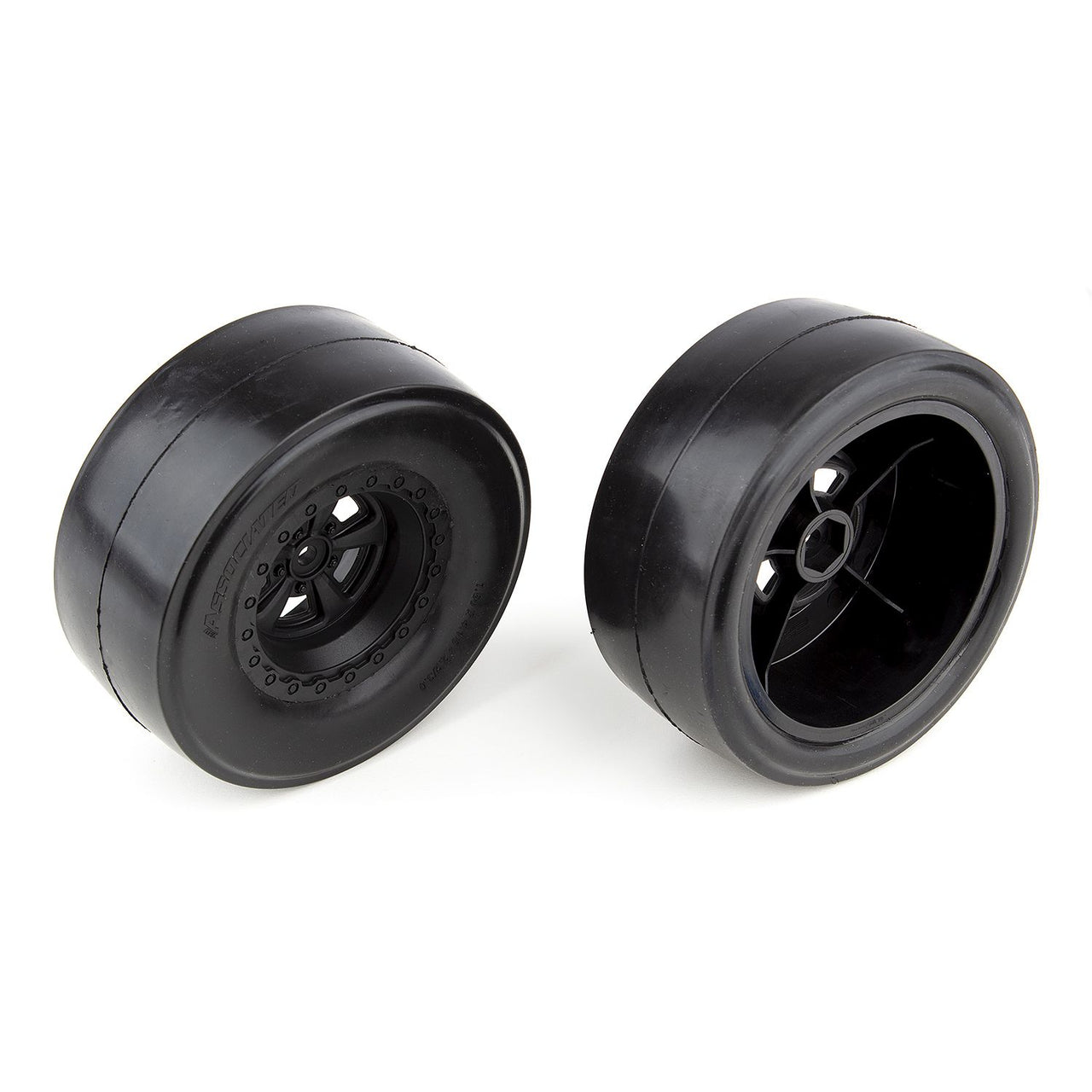 AE71072 - Team Associated DR10 Rear Wheels and Drag Slick Tires, mounted