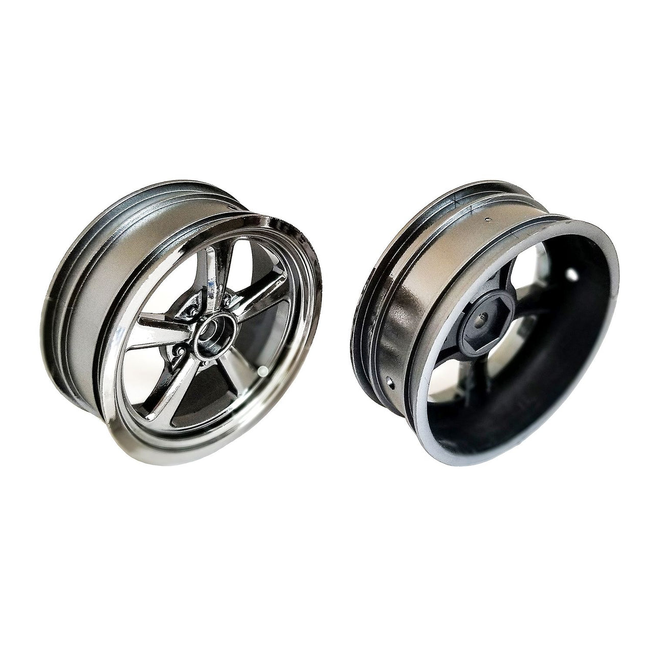 AE71077 - Team Associated Drag Front Wheels, 2.2 in, 12 mm Hex, black chrome