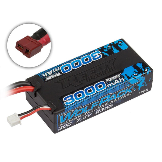 AE758 - Reedy Power WolfPack LiPo 3000mAh 30C 7.4V Shorty with T-Plug