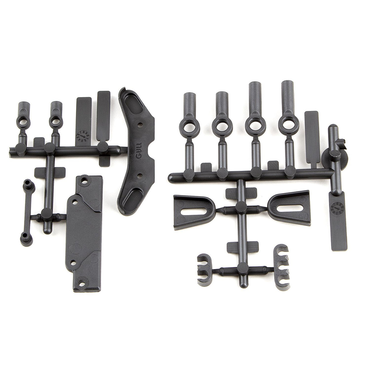 AE91885 - Team Associated RC10B6.3 Servo Mount Brace, Tower Covers, Wire Clips, Rod Ends