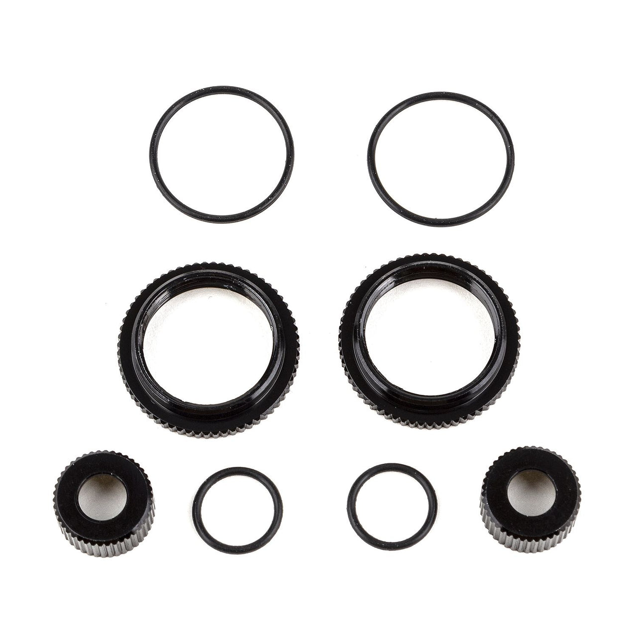 AE91929 - Team Associated 13mm Shock Collar and Seal Retainer Set, black aluminum