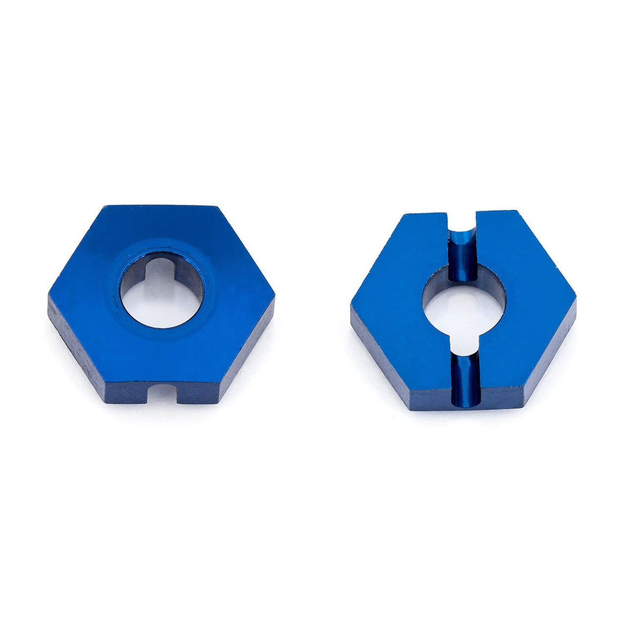 AE92063 - Team Associated B64 Front Wheel Hexes, 12mm, blue aluminum (3.5mm thick)