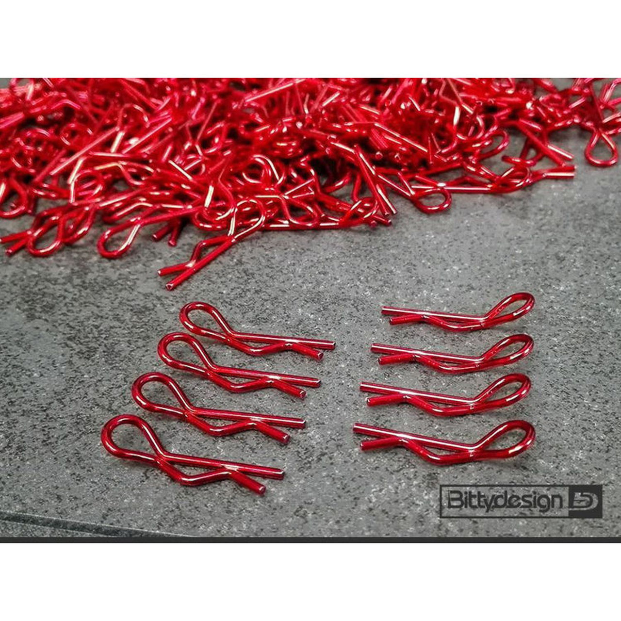 BDBC-88R - Bittydesign Clips Kit for Big scale model cars (1/5 - 1/6 - 1/7 - 1/8) - Red, 8 pcs.