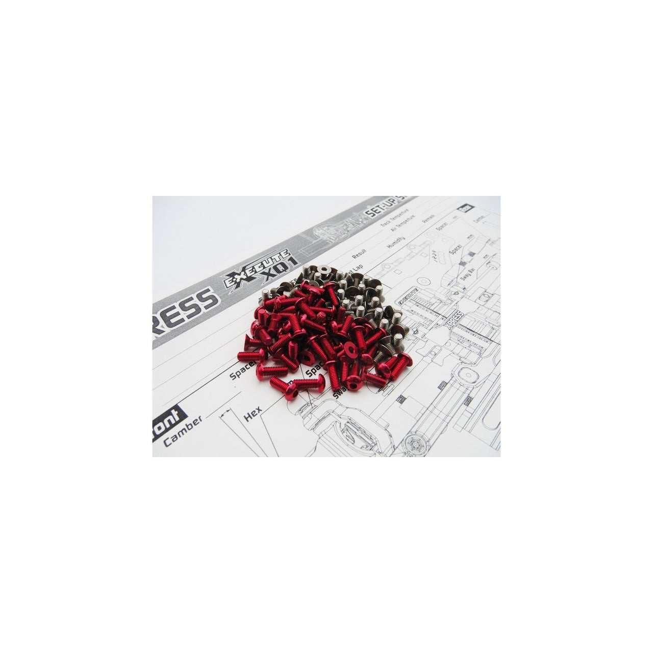 HS-48187 - Hiro Seiko XQ1 Titanium & Alloy Hex Socket Screw Set [Red] (106pcs)