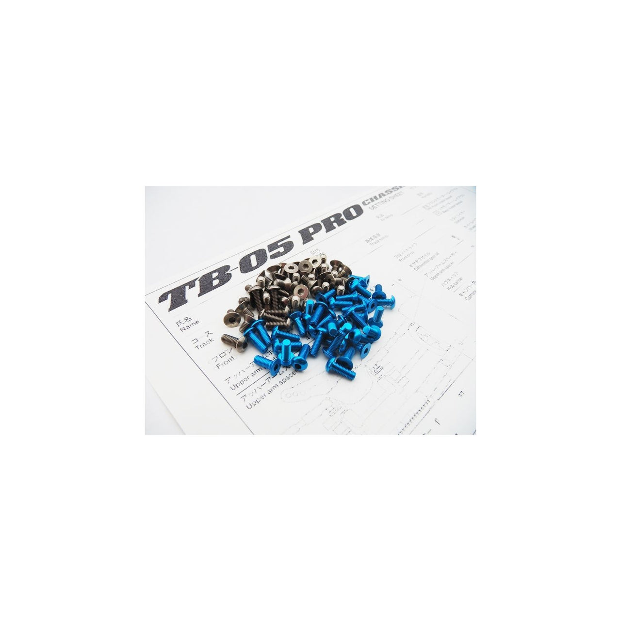 HS-48375 - Hiro Seiko TB-05 PRO Titanium & Alloy Hex Socket Screw Set [T-Blue] (100pcs)