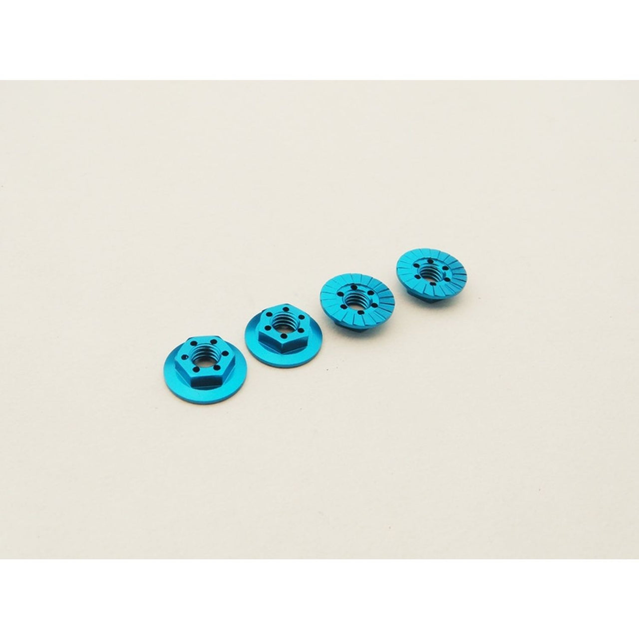 HS-48664 - Hiro Seiko Thin Serrated Wheel Nut 4mm [T-Blue] (4pcs)