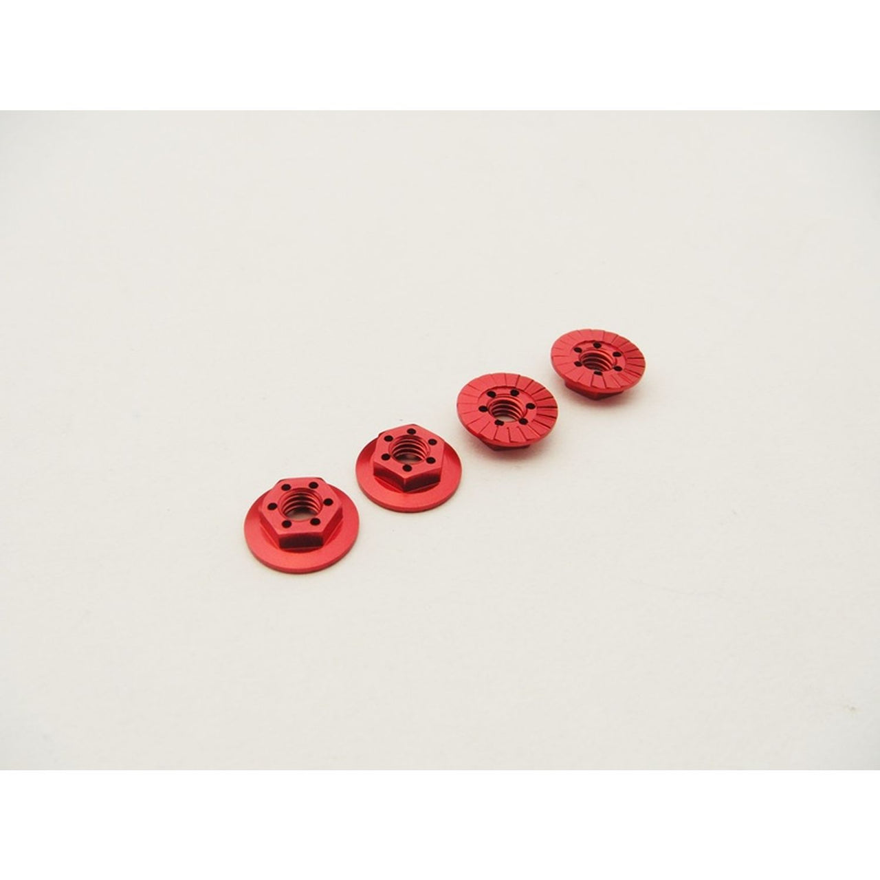 HS-48667 - Hiro Seiko Thin Serrated Wheel Nut 4mm [Red] (4pcs)