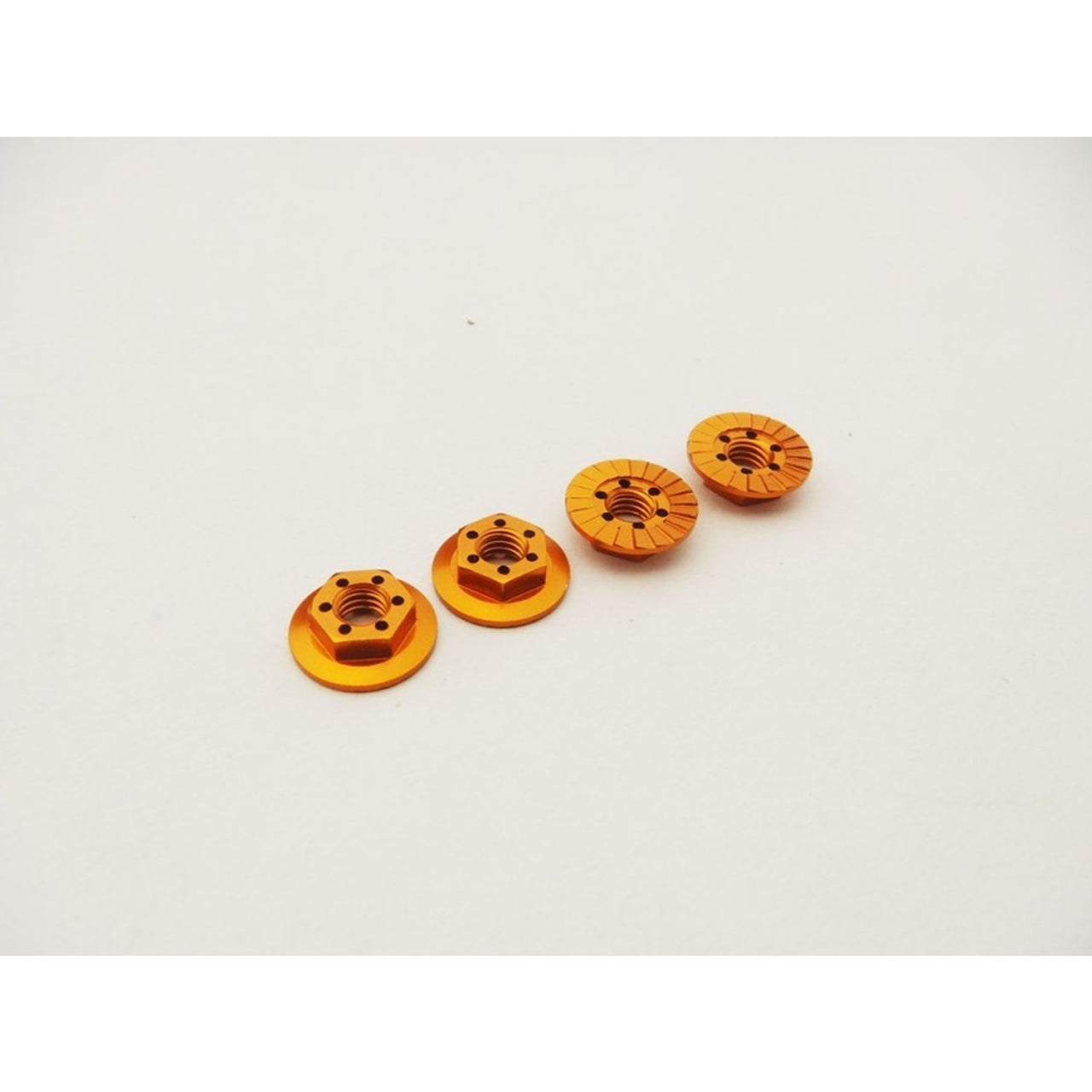 HS-48669 - Hiro Seiko Thin Serrated Wheel Nut 4mm [Orange] (4pcs)