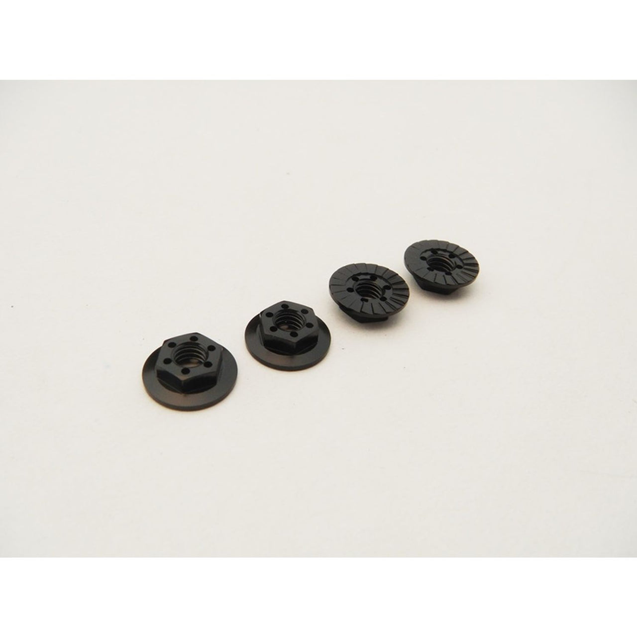 HS-48670 - Hiro Seiko Thin Serrated Wheel Nut 4mm [Black] (4pcs)