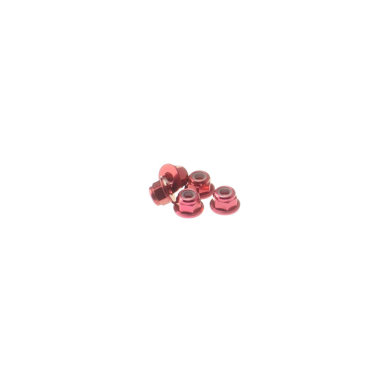 HS-69240 - Hiro Seiko 3mm Alloy Flange Nylon Nut [Red] (5pcs)