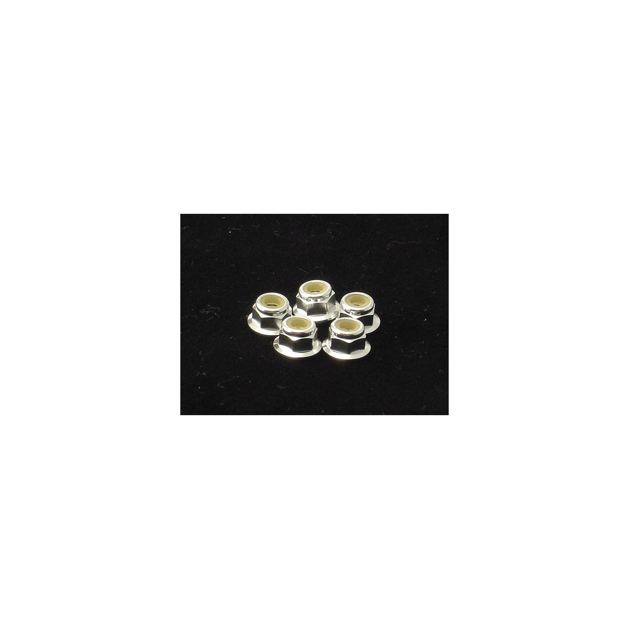HS-69242 - Hiro Seiko 4mm Alloy Flange Nylon Nut [Silver] (5pcs)