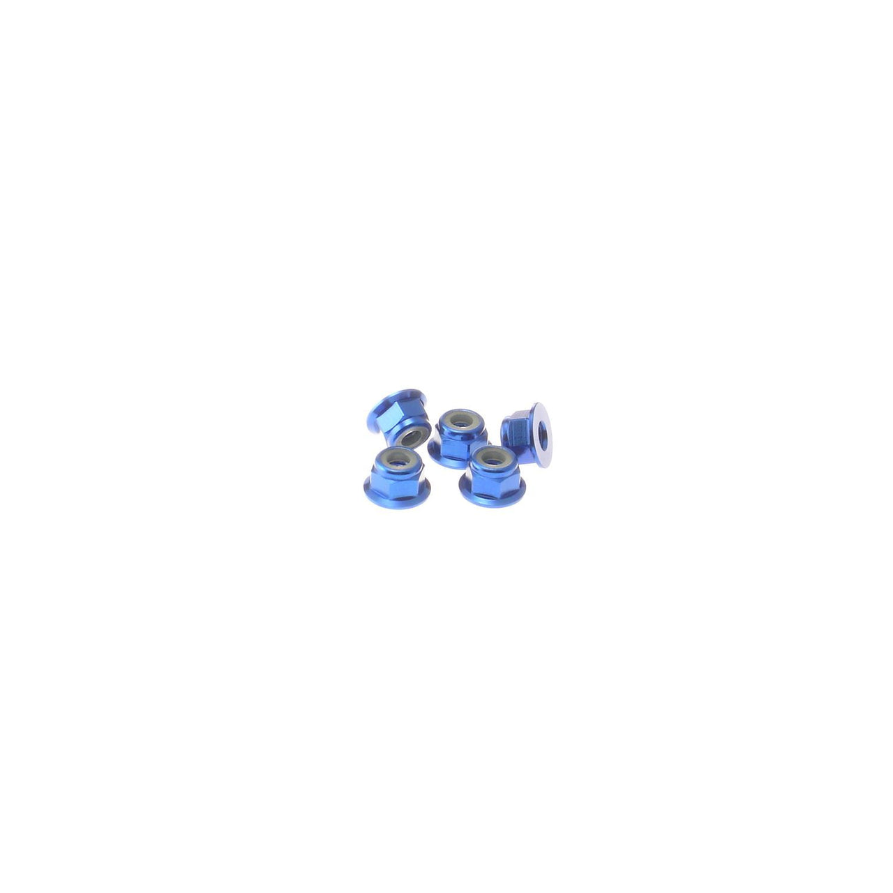 HS-69244 - Hiro Seiko 4mm Alloy Flange Nylon Nut [Y-Blue] (5pcs)