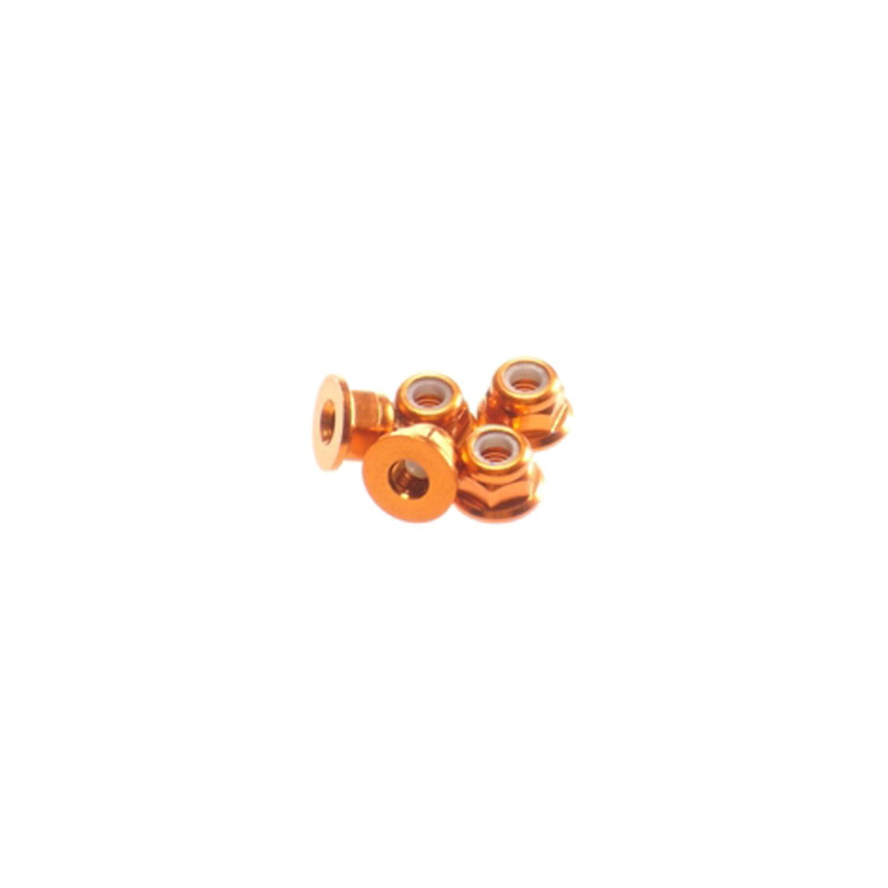 HS-69560 - Hiro Seiko 3mm Alloy Flange Nylon Nut [Orange] (5pcs)