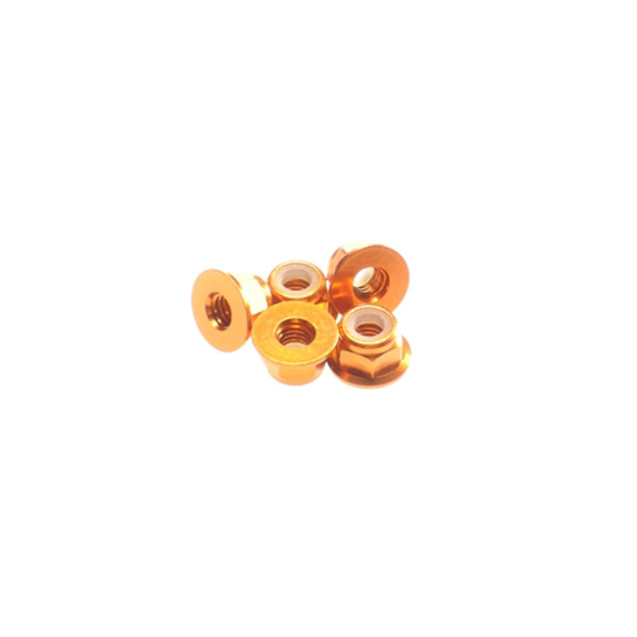 HS-69561 - Hiro Seiko 4mm Alloy Flange Nylon Nut [Orange] (5pcs)