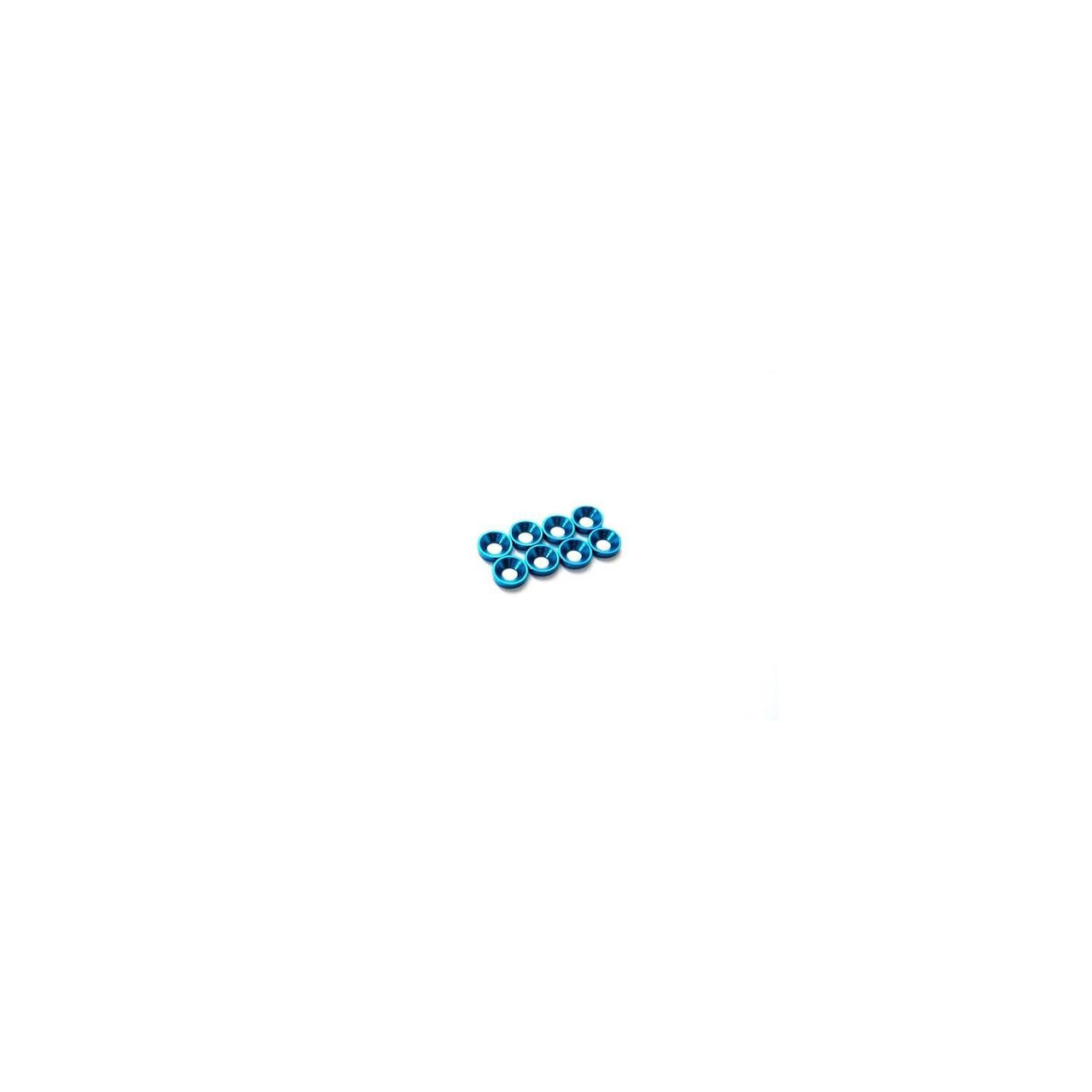 HS-69879 - Hiro Seiko 3mm Alloy Countersunk Washer (S-Size) [T-Blue] (8pcs)