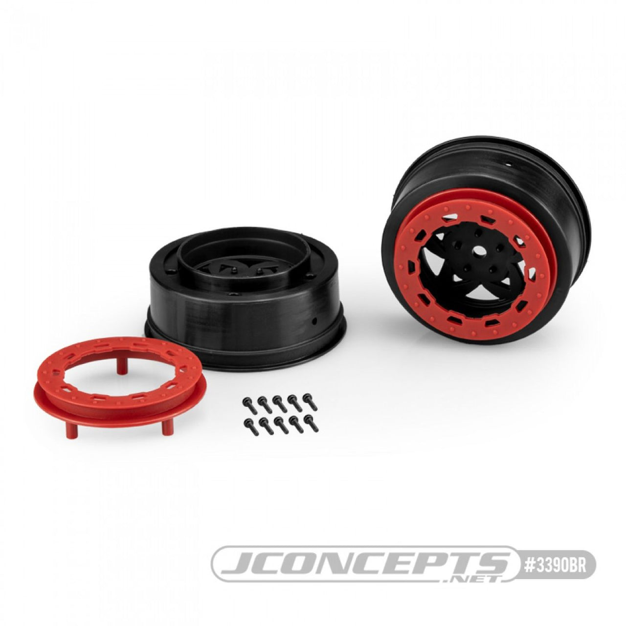 JCO3390BR - JConcepts Tremor, Slash Narrow Front Wheel - Black / Red - 2pc.