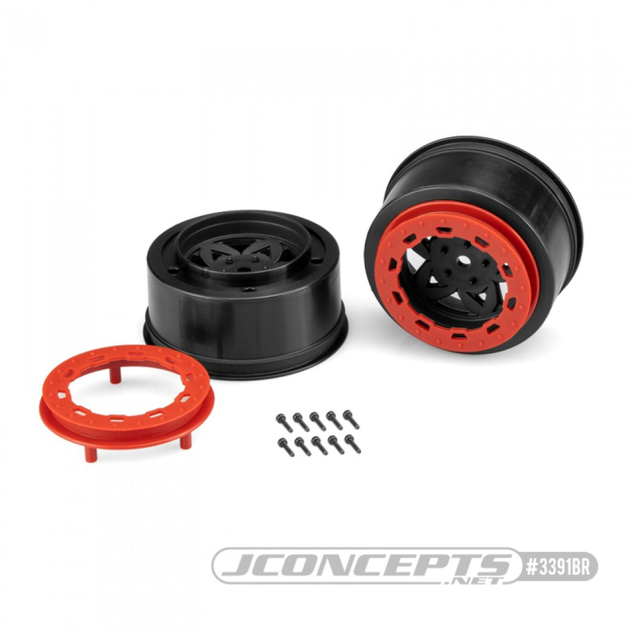JCO3391BR - JConcepts Tremor, Slash Rear, Slash 4x4 F&R Wheel - Black /Red - 2pc.