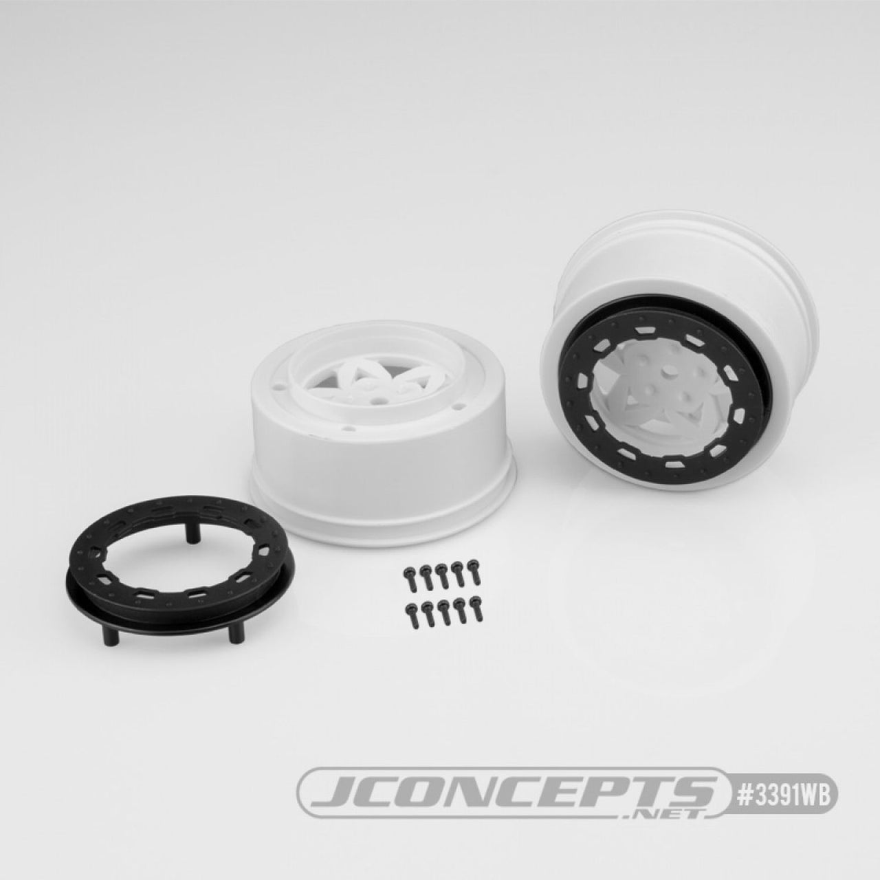 JCO3391WB - JConcepts Tremor, Slash Rear, Slash 4x4 F&R Wheel - White / Black - 2pc.