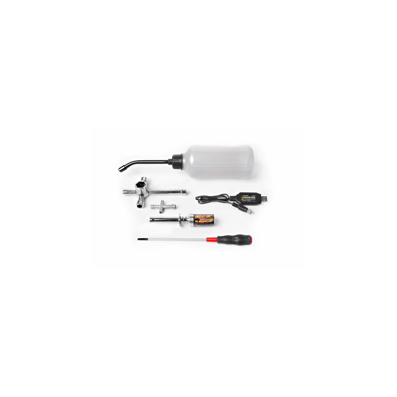 KOS05006 - Koswork Nitro Engine Starter Set (with Glow Igniter Set, Fuel Bottle, Wrenches & Screwdriver)