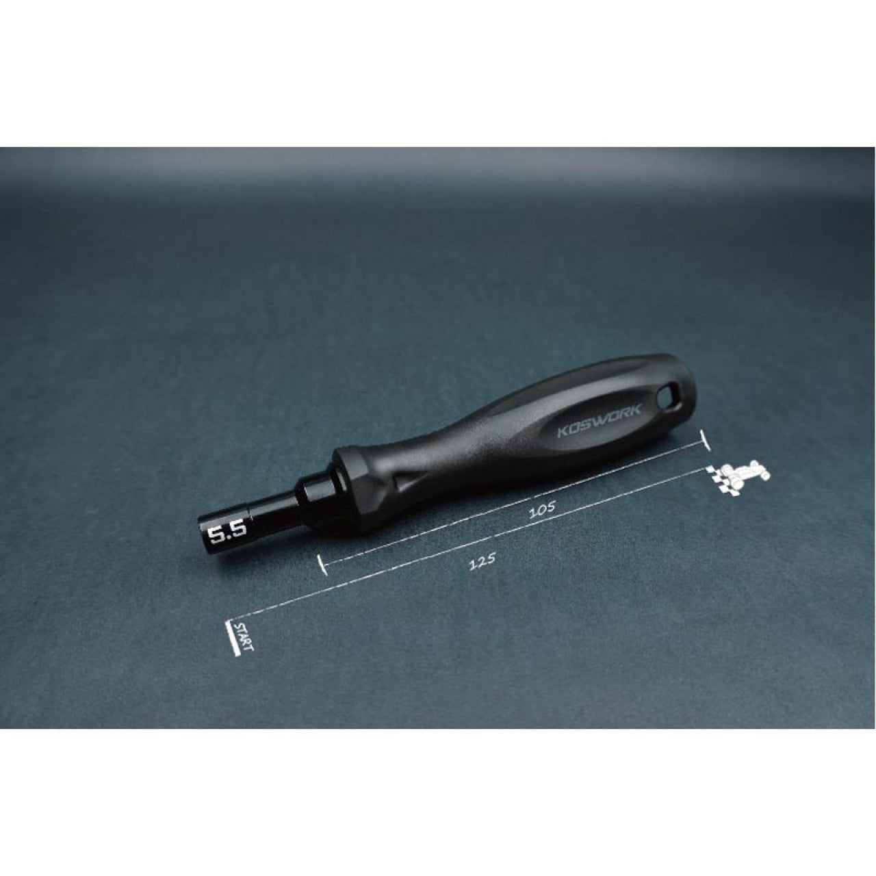 KOS13204-N55 - Koswork Hard Coated Aluminum 5.5mm Compact Nut Driver (For 3mm nut)
