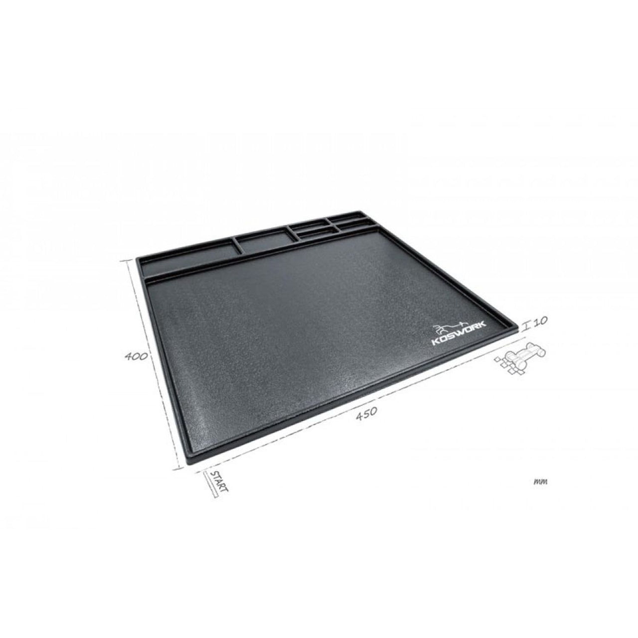 KOS32120-450BK - Koswork Assembly Tray / Cleanning Tray 450x400x10mm Black (1/10 M Size, 1/18, Min-Z & Mini 4WD)