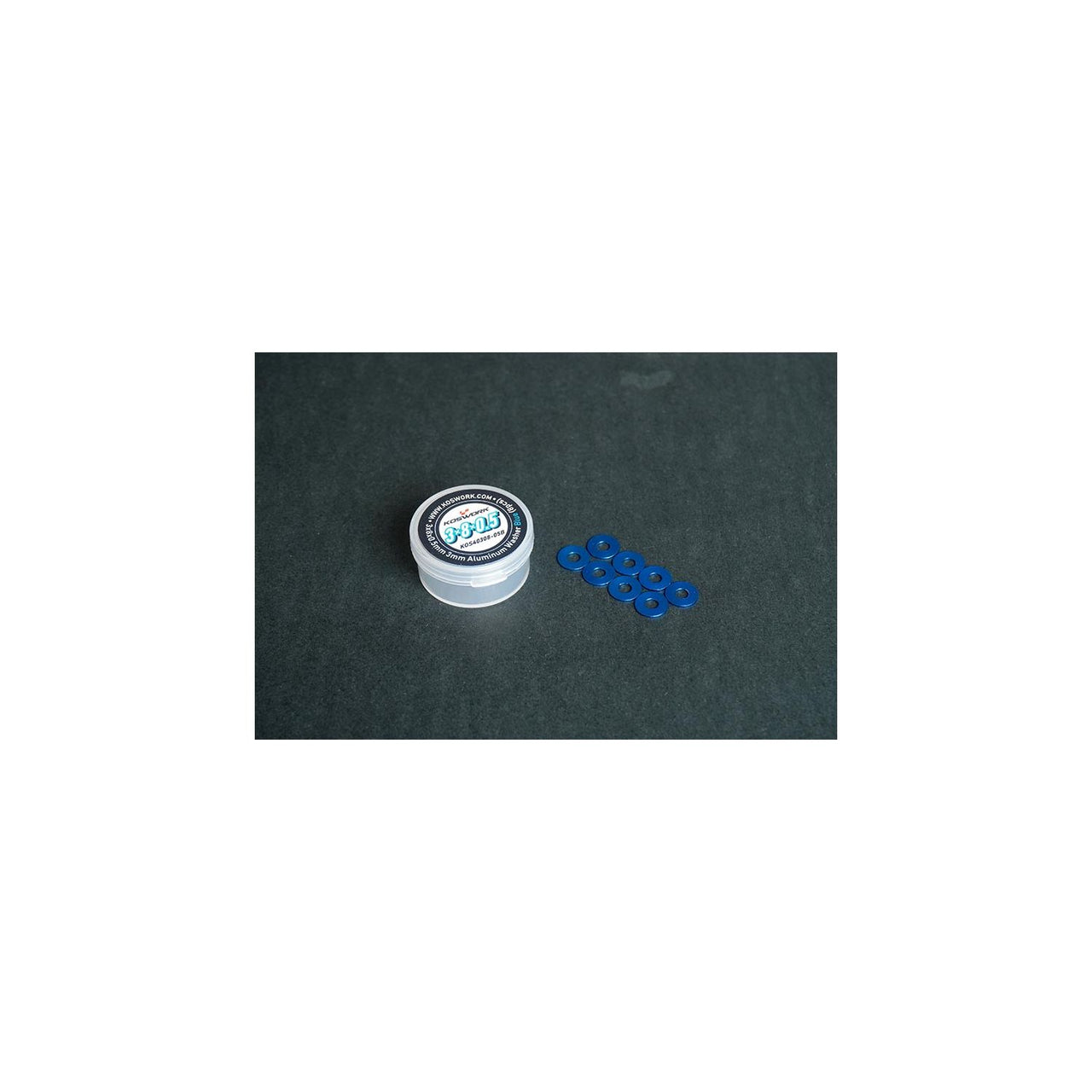 KOS40308-05B - Koswork 3x8x0.5mm 3mm Aluminum Washer Blue (8pcs)