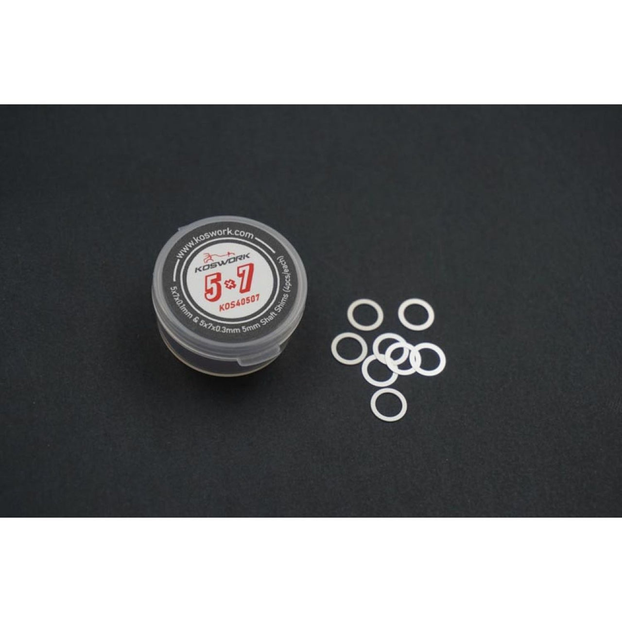 KOS40507 - Koswork 5x7x0.1mm & 5x7x0.3mm 5mm Shaft Shims (4pcs/each)