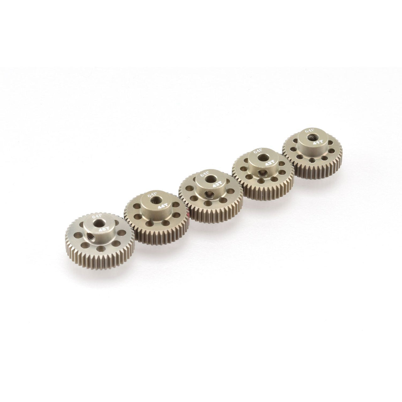 RP-0111 - RUDDOG 64dp Aluminium Pinion 5-Pack (41,42,43,44,45T)