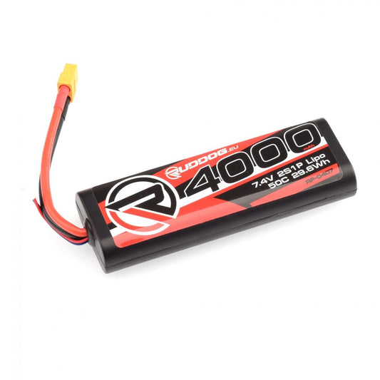 RP-0407 - RUDDOG 4000mAh 50C 7.4V LiPo Round Stick Pack Battery with XT60 Plug