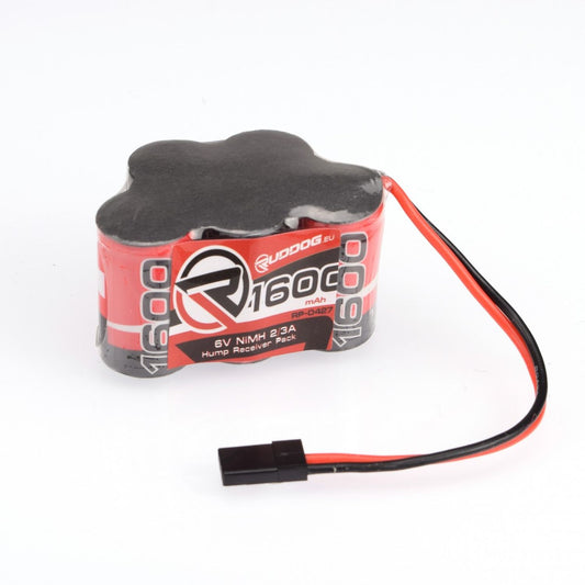 RP-0427 - RUDDOG 1600mAh 6.0V NiMH 2/3A Hump Receiver Pack