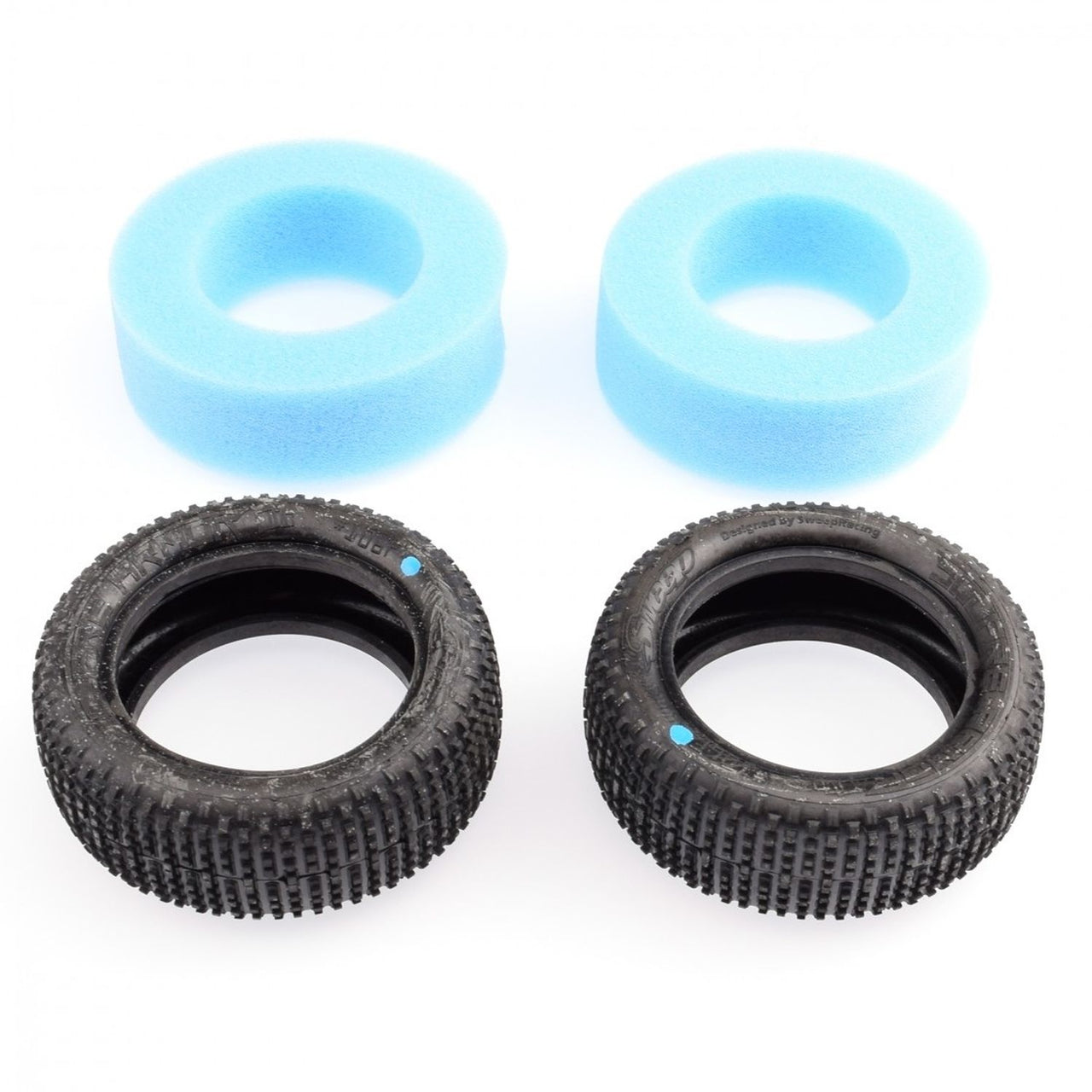 SR-SW-106FB - Sweep Racing SQUARE ARMOR Front Blue (Extra Soft) 1:10 Buggy tires / open cell inserts - 2pcs