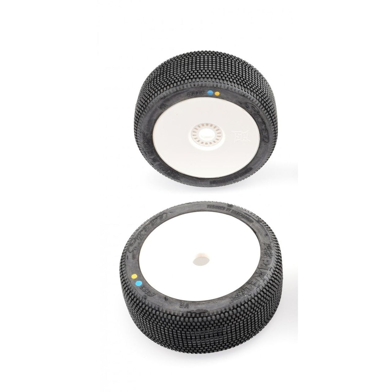 SR-SWPW-313BXP - Sweep Racing PIXEL Blue (Extra soft) X Pre-glued set tires / white wheels - 4pcs