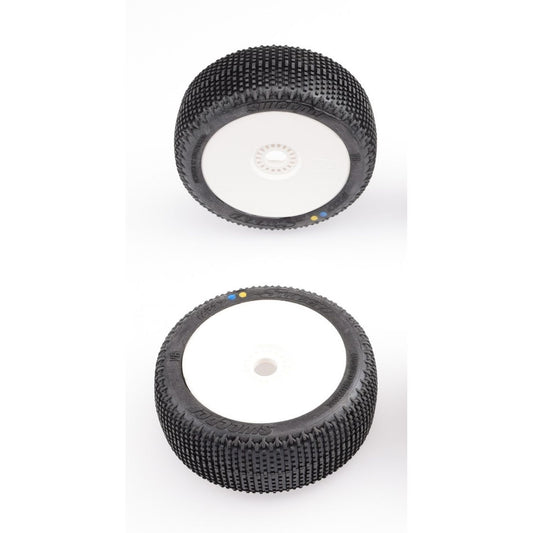 SR-SWPW-317SXP - Sweep Racing SWEEPER Silver (Ultra soft) X Pre-glued set 8th Buggy tires / white wheels - 4pcs