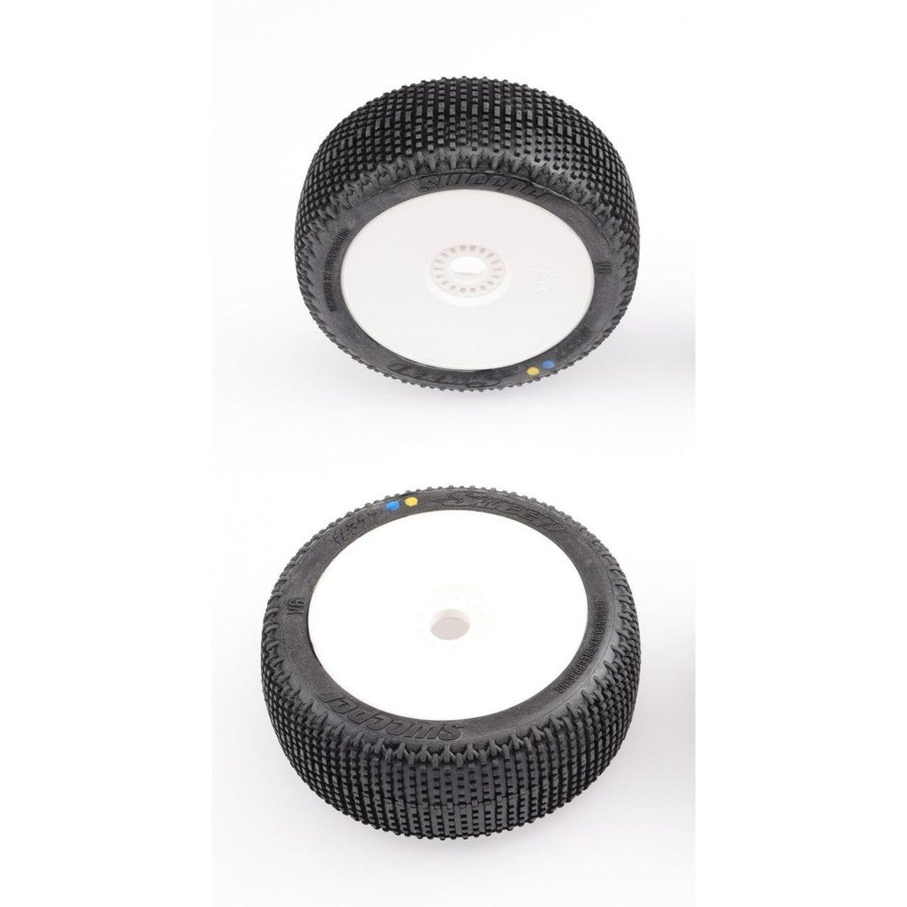 SR-SWPW-317YXP - Sweep Racing SWEEPER Yellow (Extreme soft) X Pre-glued set 8th Buggy tires / white wheels - 4pcs