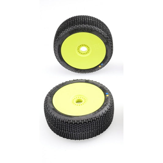 SR-SWPY-317YXP - Sweep Racing SWEEPER Yellow (Extreme soft) X Pre-glued set 8th Buggy tires / yellow wheels - 4pcs